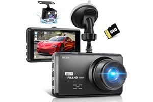 Miden 2.5K Dashcam Avant Arrière,Carte SD 64G,Camera Embarquée Voiture 1600P+1080P FHD,3.2" Camera Voiture Grand Angle de 336 °,G-Capteur,Vision Nocturne,WDR,24H Mode Parking,Enregistrement en Boucle