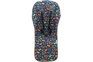 JYOKO Kids Colchoneta para Silla de Paseo Compatible con Uppababy Vista y Cruz en algodón (Happy Dino)