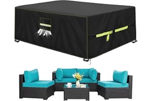 VDISRR Funda Mesa Exterior Impermeable 300x200x90cm, Tela Oxford 420D Funda Protectora Muebles de Jardin Cubre Mesa y Sillas Exterior con Salida de Aire Anti-UV, Antivento, Antipolvo