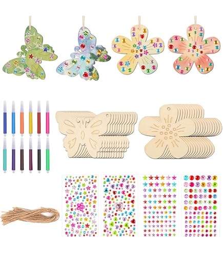 Scacciaspiriti Kit Campanelli Eolici Fai Da Te Per Bambini – 12 Razzi In Legno, Tubi, Nastri E Adesivi, Lavoretti Creativi 10+ Anni - 5