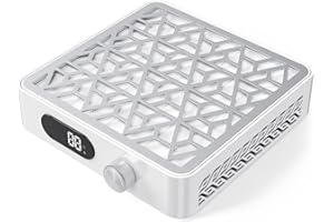 Helangel Nail Dust Collector, 5000RPM Professional Nail Dust Extractor 10 Speeds Adjustable, Nail Vacuum Fan Dust Collector with Reusable Filter for Acrylic Nail Polishing Home Nail Salon