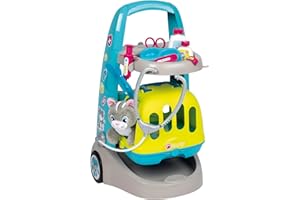 Smoby - Chariot Vétérinaire - 1 Peluche Chaton + Mallette - 9 Accessoires - Dès 3 Ans - Fabriqué en France - 340402