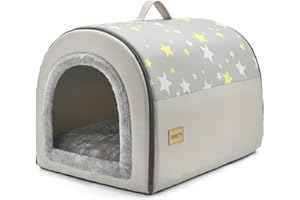 Jiupety Casetta Accogliente per Cuccia Cane Interno, 2 In 1 Casetta per Cani, Taglia L per Cani di Piccola e Media Taglia, Comoda Portatile per Cucce per Cani da Interno, Grigia