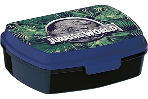 ALMACENESADAN, 5028, Pack vuelta al cole Jurassic World Franchise Thent; compuesto por fiambrera-Sandwichera rectangular multicolor, producto reutilizable, sin BPA