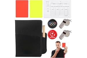 HOMURY Juego de tarjetas de árbitro de fútbol, juego de árbitro, 2 silbatos de metal con tarjeta de árbitro roja y amarilla, libros de puntuación para deportes de campus, partido de fútbol, entrenador
