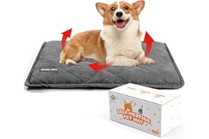 MORA PETS Self Heating Dog Bed for Medium Dogs, Thicker Dog Crate Bed Washable Pet Heating Pad with Removable Cover, Thermal Pet Blanket for Indoor Outdoor, Heated dog Mat with Anti-Slip Base 76x53cm