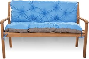 SETGARDEN Coussin de banc 2 ou 3 places, coussin pour balancelle de jardin, coussin de canapé, gardin, coussin de banc d'intérieur, coussin pour banc d'extérieur (140_x_60_x_50_cm, bleu)