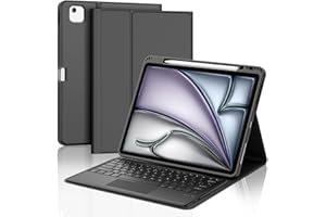IVEOPPE Teclado iPad Air 13 Pulgadas (M3 2025/M2 2024) con Touchpad, Funda Cover Teclado Trackpad Español Ñ Bluetooth Desmontable para iPad Air 13 2024/2025, Negro