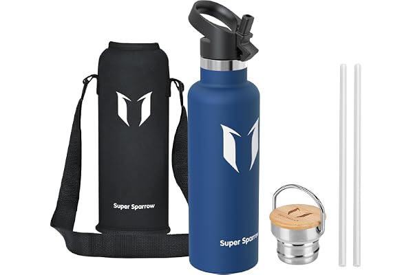 Super Sparrow Gourde Isotherme - Bouteille Isotherme - 500ml/750ml/1L - Étanche Sport Gourde INOX Bouche Standard - Gourde Enfant sans BPA- Pour Plein Air & Quotidien - Avec 2 Bouchons