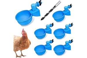 OPUHOHR 6PCS Automatic Chicken Water Cup, Chicken Water Feeder, Kit with 1/8'' MPT Hole Saw, Poultry Waterer for Chicks Goose Duck Turkey or Bunny