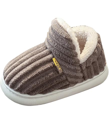 Chaussons D'hiver BARFULKER Enfants - Gris - Taille 30/31 - Antidérapants - Légers Et Chauds - Intérieur/extérieur
