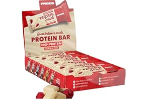 CERREFIT HEALTH & FITNESS Protein Snack Bar Prozis - Barritas Proteicas - Caja 12 unidades (12x 30g) Chocolate Blanco con Frambuesa
