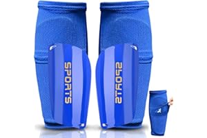 MIZIJIA Mzijia Espinilleras de fútbol, Fútbol Espinilleras Calcetines, con Mangas Elásticas Protección Integral Niño Juventud Adulta Partido de Futbol.