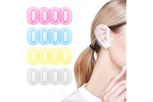 ROONTIN 100 fundas desechables para los oídos para ducha, peluquería, cuidado de los oídos, protectores de oídos, protectores de oídos, impermeables, para ducha (4 colores transparente, rosa, azul y amarillo)