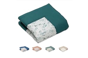 ULLENBOOM® Baby Crawling Blanket 100 x 100 cm Padded - Eucalyptus Petrol (Made in EU) - Crawling Blanket for Baby with 100% Oeko-Tex Cotton, Ideal as a Baby Blanket, Playpen Insert and Play Blanket