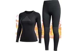 EIISSION Ropa Termica Mujer Set Invierno Conjunto Ropa Interior Térmica Camiseta Manga Larga Pantalón Termico para el Frio Extremo Mallas Termicas