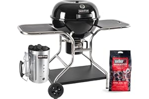 BRIGROS LA VOGLIA DI FARE BRIGROS - Barbecue 57cm a carbonella con Ruote MasterCook. Omaggio Accenditore e bricchette 8 kg. BBQ Compatto, con Carrello, a Carbone, Portatile