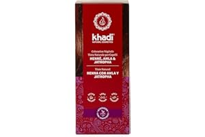 khadi HENNÉ, AMLA & JATROPHA Tinta Naturale per Capelli, rosso scuro intenso e vellutato fino a uno straordinario mogano, 100% vegetale, naturale e vegano, cosmetici naturali certificati 100g