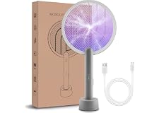 Electric Fly Swatter Racket, ibsun 2 in 1 Smart Bug Zapper with USB Rechargeable Base, Powerful Mosquitoes Trap Lamp & Fly Ki