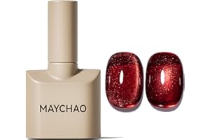 MAYCHAO 15ML Cat Eye Gel Nail Polish 1Pc Burgundy Magnetic Gel Polish with Magnet Soak off Holographic Cat Eye Nails Polish for Nail Art Manicure Salon DIY at Home