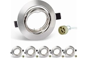 SCNNC Einbaustrahler GU10 Metall Einbaurahmen inkl. GU10 Fassung 230V, 30° Schwenkbar LED Deckenspot 68MM Lochdurchmesser, GU10 Rahmen Rund für Einbauleuchten Einbauspots, 6 Sätze