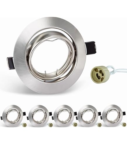 Lot De 10 Spots Encastrables GU10 - Cadre Blanc Orientable 30° - Pour LED/Halogène - Ø70mm