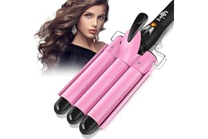 LAYADO 3 Barrels Hair Curler - 25mm Curling Iron Tongs Hair Waver Mermaid Waves Wand Beach with 2 Temperature Control Quick Heating for Long or Short Styling