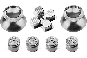 Gam3Gear Controller-Ersatz-Kit mit Tasten, Steuerkreuz und Analogsticks in Chrome-Silber aus Aluminiumlegierung für Ihren PS4 Controller.
