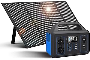 TATOONLY 600W Solar Generator,Peak power 1200W Portable Power Station with 100W Solar Panel,230V/600W Mobile Power Supply with LCD Display for Camping Holidays,Outdoor Adventures and Emergencies