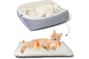 Ruitena Self Warming Cat Beds for Indoor Cats, 42x38 cm Convertible Small Cat Bed for Cats and Small Dogs, Washable Foldable Pet Pubby Bed Mat Kitten Bed Blanket