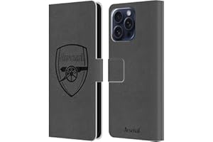 Head Case Designs Officially Licensed Arsenal FC Black Logo Crest 2 Leather Wallet Case Compatible With Apple iPhone 16 Pro Max