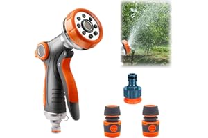 fireowl Garden Hose Spray Gun,8 Adjustable Patterns,Hose Pipe Spray Gun,High Pressure Spray Nozzles,Perfect for Watering Plants,Car Washing,Shower Pets,Hose Attachments Includes Hose Connectors