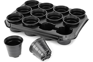 Garronda Kit de Culture Pots de Culture avec Soucoupes pour Plantes d'Intérieur GD-0064 (Noir; Ronde; 1 Pièce, 35x27 cm)