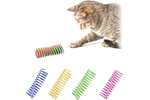 Andiker Juguete interactivo para gatos domésticos, juguete de plumas de 3,34 pulgadas, 4 colores, 12 juegos de trabillas, ligero, duradero, de alta elasticidad, plumas en espiral para gatos (12
