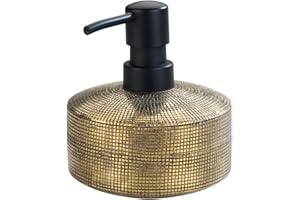 ‎WENKO WENKO Dozownik mydła Rivara, dozownik do mydła w płynie i balsamu z wysokiej jakości ceramiki, dozownik płynu do mycia naczyń do kuchni, ręcznie malowany, Ø 10,5 x 12 cm, pojemność 400 ml, złoty