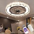 Ceiling Fan with Lamp, Crystal Ceiling Fan with LED Light, 72W Modern LED Dimmable Ceiling Light,Adjustable Wind Speed, with Remote Control,Restaurant Bedroom Decoration Indoor Fan Lighting (B)