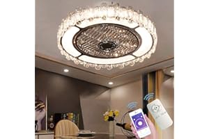 ‎RRBEST LED Deckenventilator mit Beleuchtung,Leise Kristall Ventilator Kronleuchte mit Fernbedienung Dimmen Timing Fan Deckenleuchte,72W Moderne Fan Deckenlampe für Kinderzimmer Schlafzimmer Wohnzimmer (B)