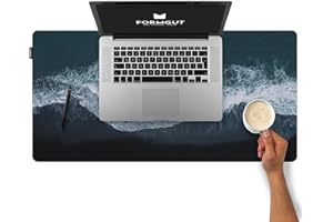FORMGUT Tappetino per scrivania con motivo, sottopad per laptop, tappetino da scrivania (80x40 cm - Waves) - Tappetino per mouse XXL, sottopad per scrivania, tappetino per tavolo per gaming, ufficio