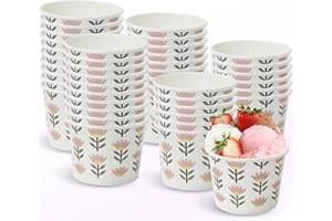 HNH Ciotole per gelato di carta usa e getta con lamina d'oro 60 Pezzi Coppe da dessert freddi monouso