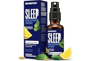 ‎BRAINEFFECT BRAINEFFECT SLEEP SPRAY STRONG Das Original® – Melatonin Spray Hochdosiert, 240 Tage Vorrat Einschlafspray mit Minze, Zitrone, Lavendel und Ashwagandha, Zuckerfrei – 30 ml