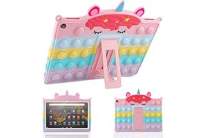 Vunake for All-New Kindle Fire HD 8 & 8 Plus 2020 Tablet with Kickstand Pop Fidget Case for Kids Girls Shockproof Protective Tablet Case Cover for Kindle Fire HD 2020 10th Generation,Unicorn