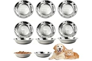 Aoksily Gamelle Chat,6 Pièces Gamelle Chat INOX, Facile à Nettoyer pour Chatons et Petits Animaux Nourriture et Eau