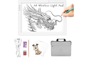 TOHETO A4 Kabellos Leuchttisch mit Tasche, Innovativem Ständer/Oberem Clip, Wiederaufladbar Leuchtkasten, Stufenlos Dimmbar und 6 Helligkeitsstufen Leuchttafel zum Diamantmalerei, Zeichnung (Weiß)