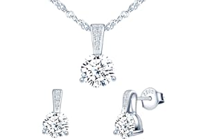 Yumilok Collar de Mujer y Pendientes de Plata de Ley, collarde Diamantes Brillantes Collar de circón con Incrustaciones