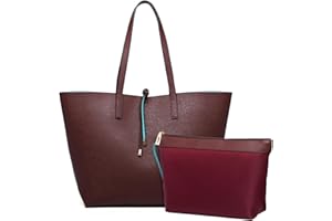 Miss Lulu Shopper für Damen Schultertasche Damen Groß Tasche Damen Modern Einkaufstasche PU-Leder Henkeltasche Damen Praktisch Handtaschen-2 Stück Set