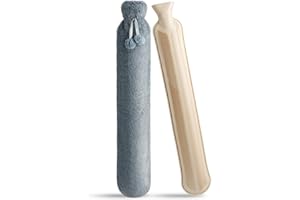 URBZUE Borsa dell'acqua Calda Lunga, Borsa Acqua Calda 2L con Peluche Morbida Copertura, Bottiglia d'acqua Calda Per Collo e Spalle, Schiena, Gambe e Vita, Impacco Caldo e Freddo (73 * 14 cm)