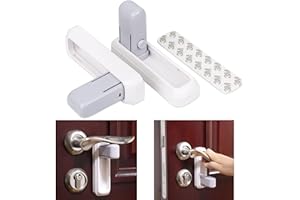 YOUR DAY MATE Blokada klamki drzwiowej do przyklejenia, 2 szt., wielokrotnego użytku, z systemem 3 przycisków, dla dzieci i zwierząt domowych, blokada bezpieczeństwa dla dzieci w drzwiach wejściowych