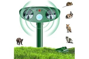 HARIKIKI Ahuyentador espanta Gatos, Repelente Gatos ultrasonico, Ahuyentador de Gatos Exterior, Trampa Gatos, Anti Topos, Repelente ultrasónico de plagas, Disuasorio de Paloma, Carga Energía Solar