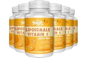 YAPILA Vitamine C Liposomale 2000 Mg Gélules(6 Paquets), Absorption Maximale, Dosage élevé en Vitamine C, Acide Ascorbique, Complément Antioxydant, Sans Soja, Non-GMO