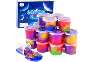 JAMDESDW 16 Pack Galaxy Slime Bulk, Kids Party Favors Slime Putty Kit for Girls Boys 10-12, Valentine's Day Gifts, Birthday Gifts, Easter Basket Stuffers for Kids